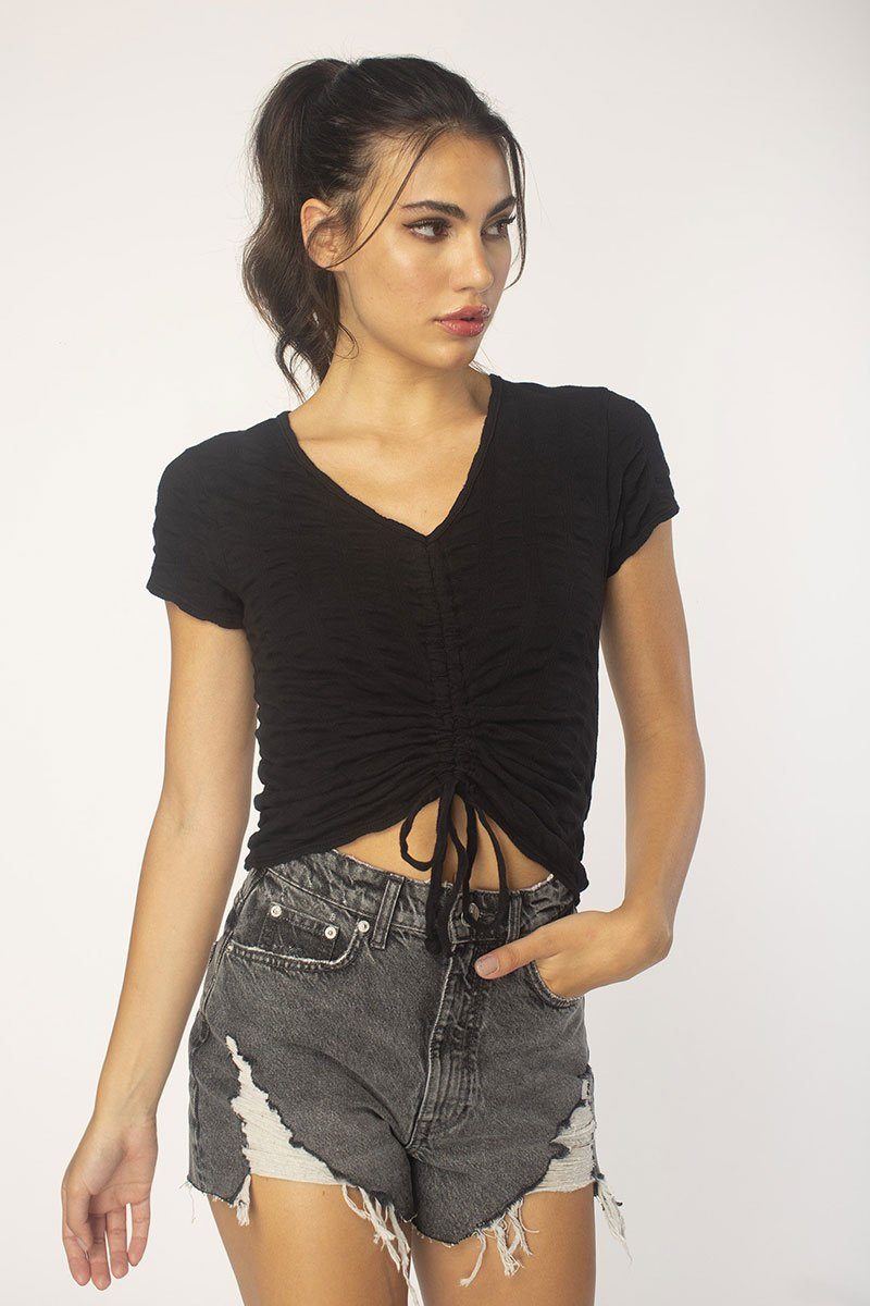 Black Ruched Front Top