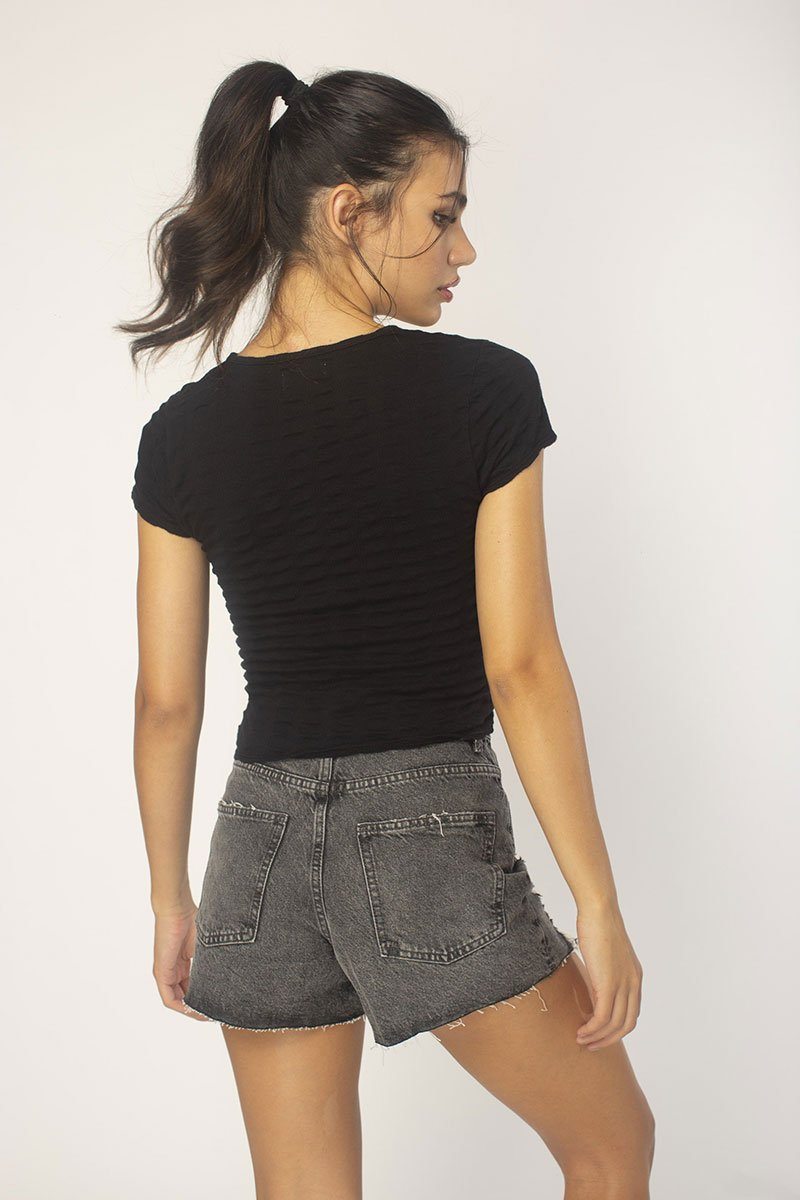 Black Ruched Front Top
