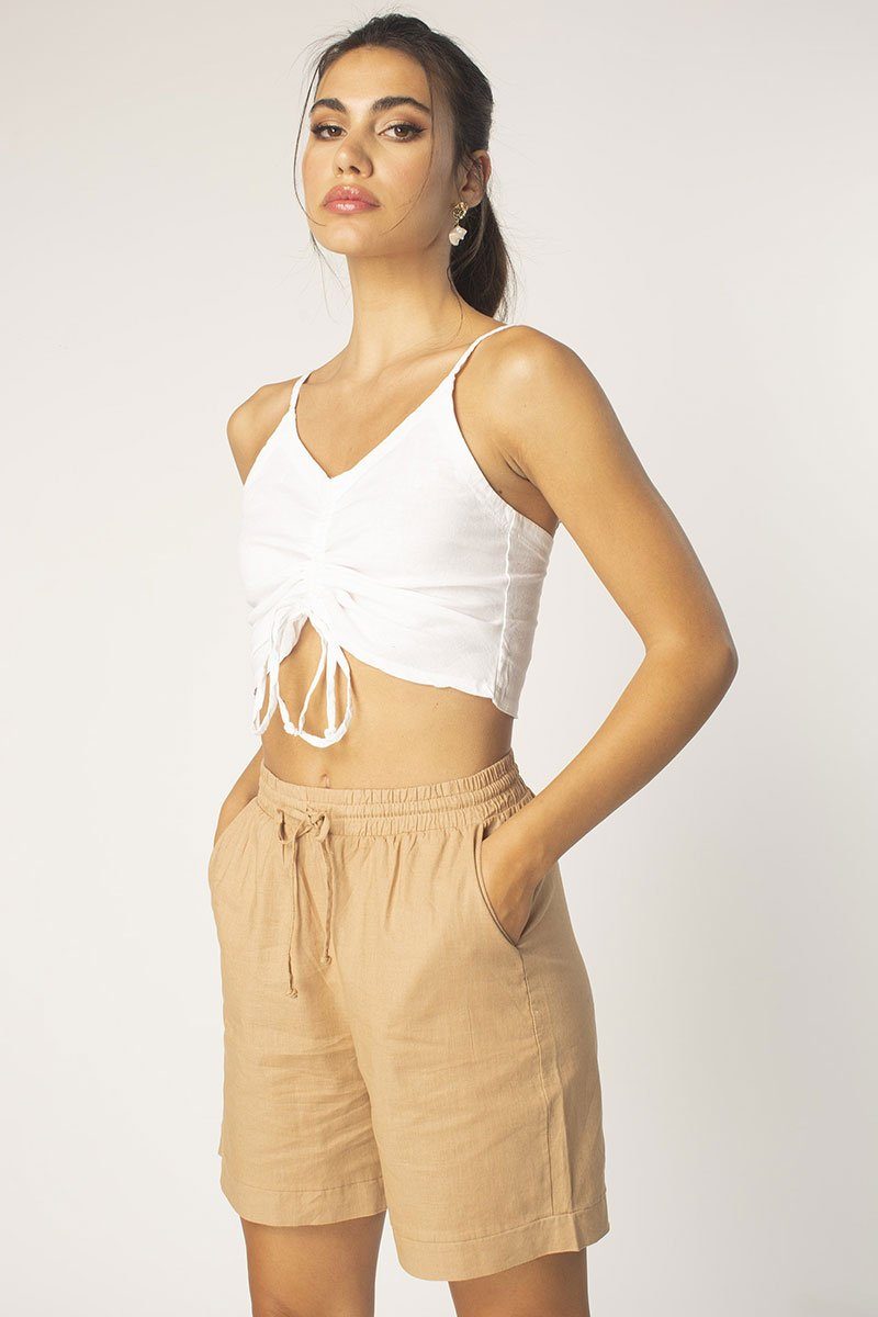 White Front Ruched Cami
