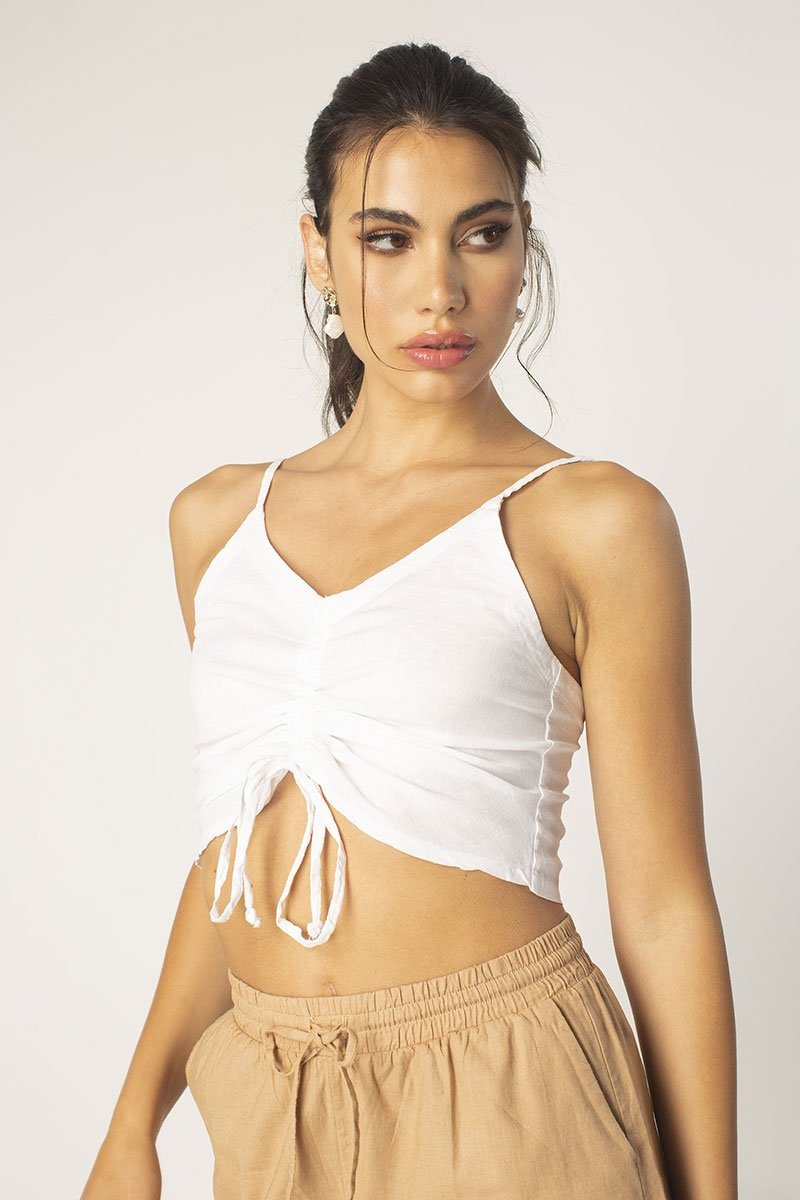 White Front Ruched Cami