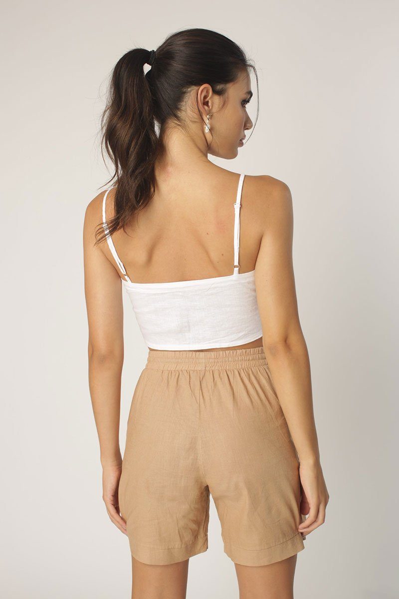 Tan Loose Fitted Linen Short