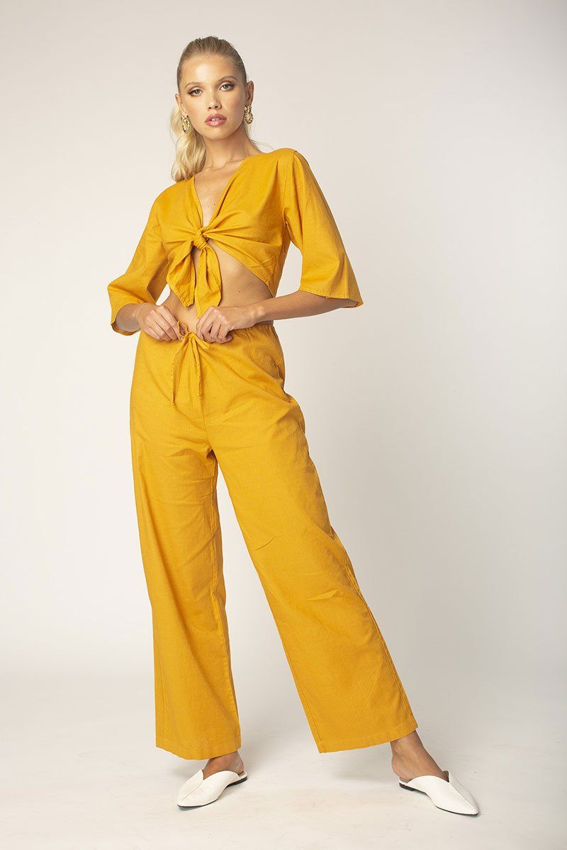 Seed Tie Front Half Sleeve Linen Top