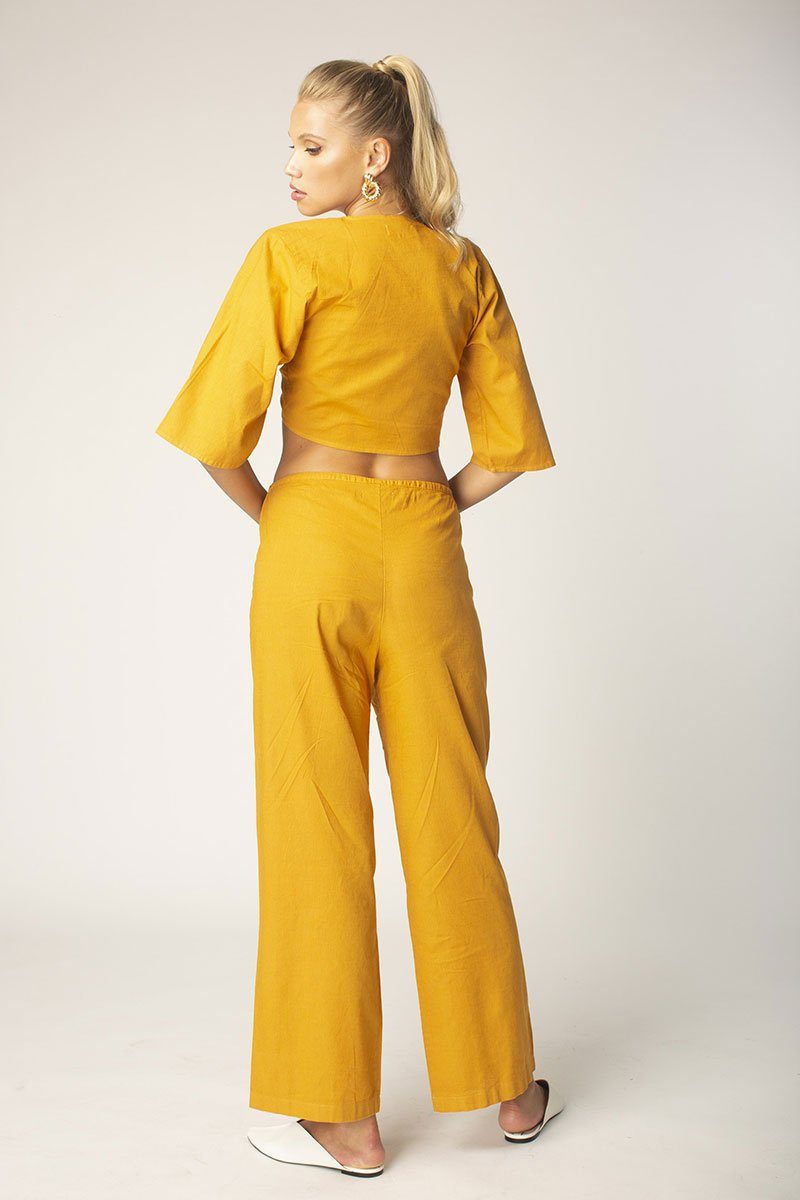 Seed Tie Front Half Sleeve Linen Top