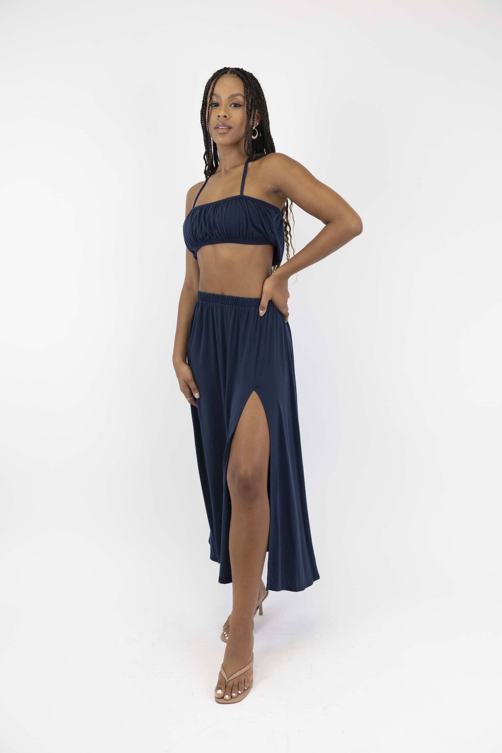 Navy Laguna Mid Length Skirt