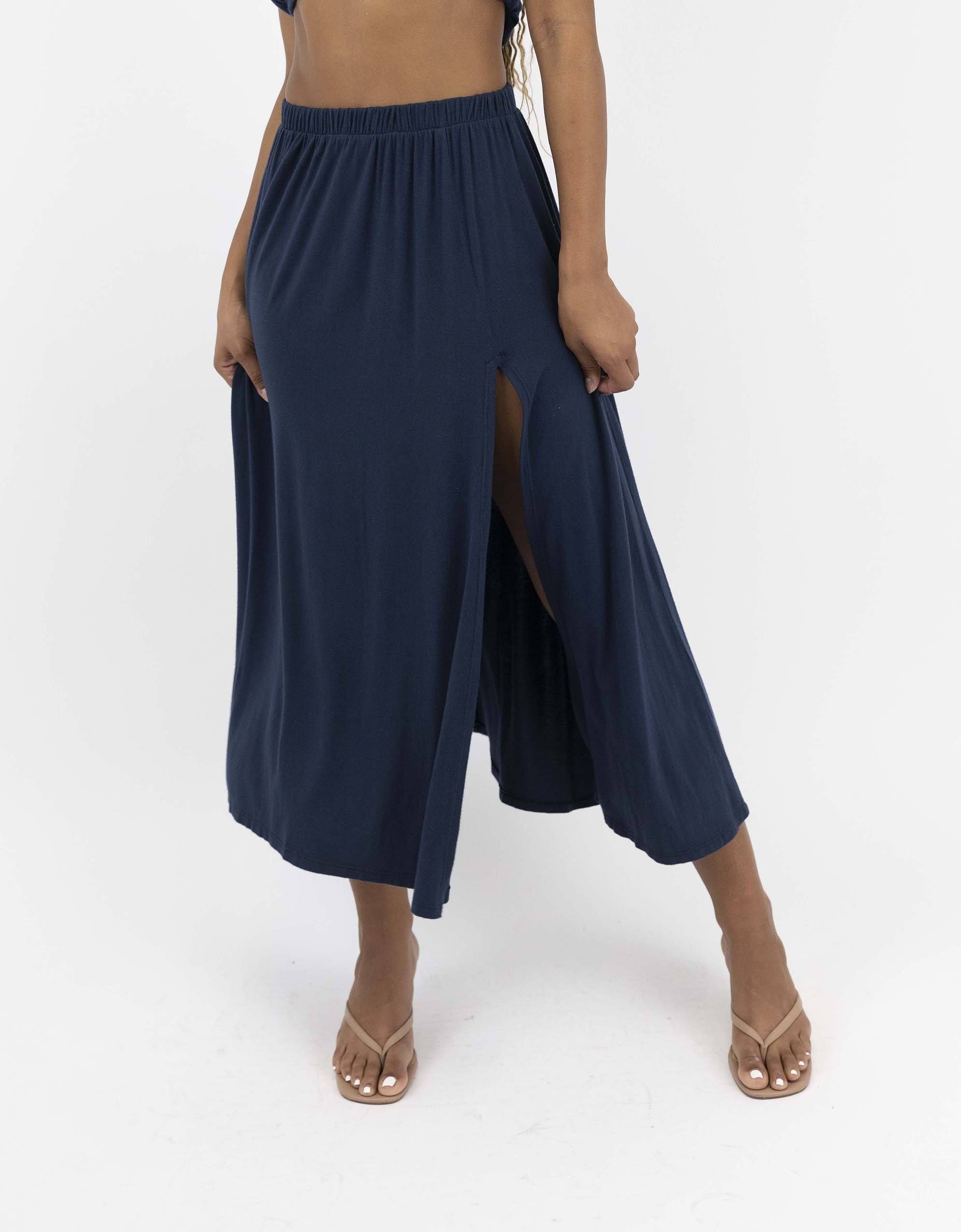 Navy Laguna Mid Length Skirt