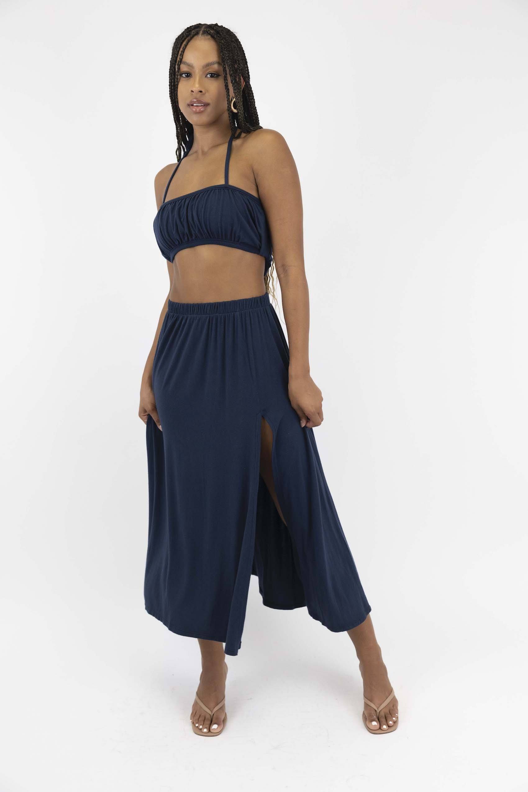Navy Laguna Mid Length Skirt