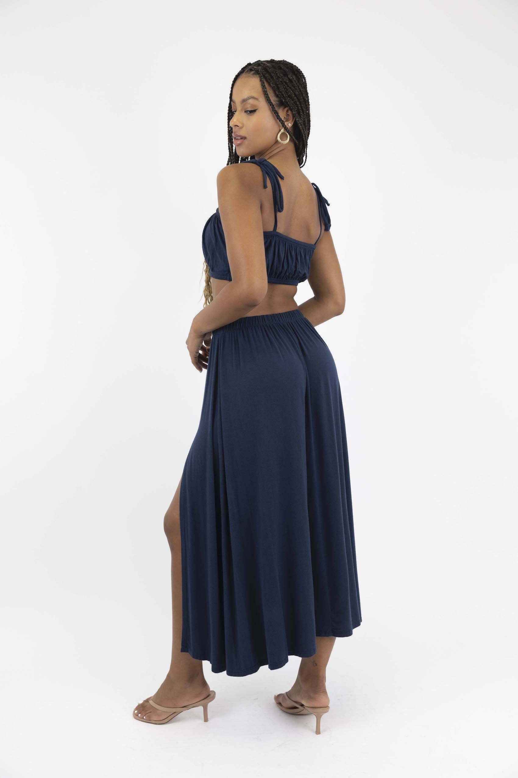 Navy Laguna Mid Length Skirt