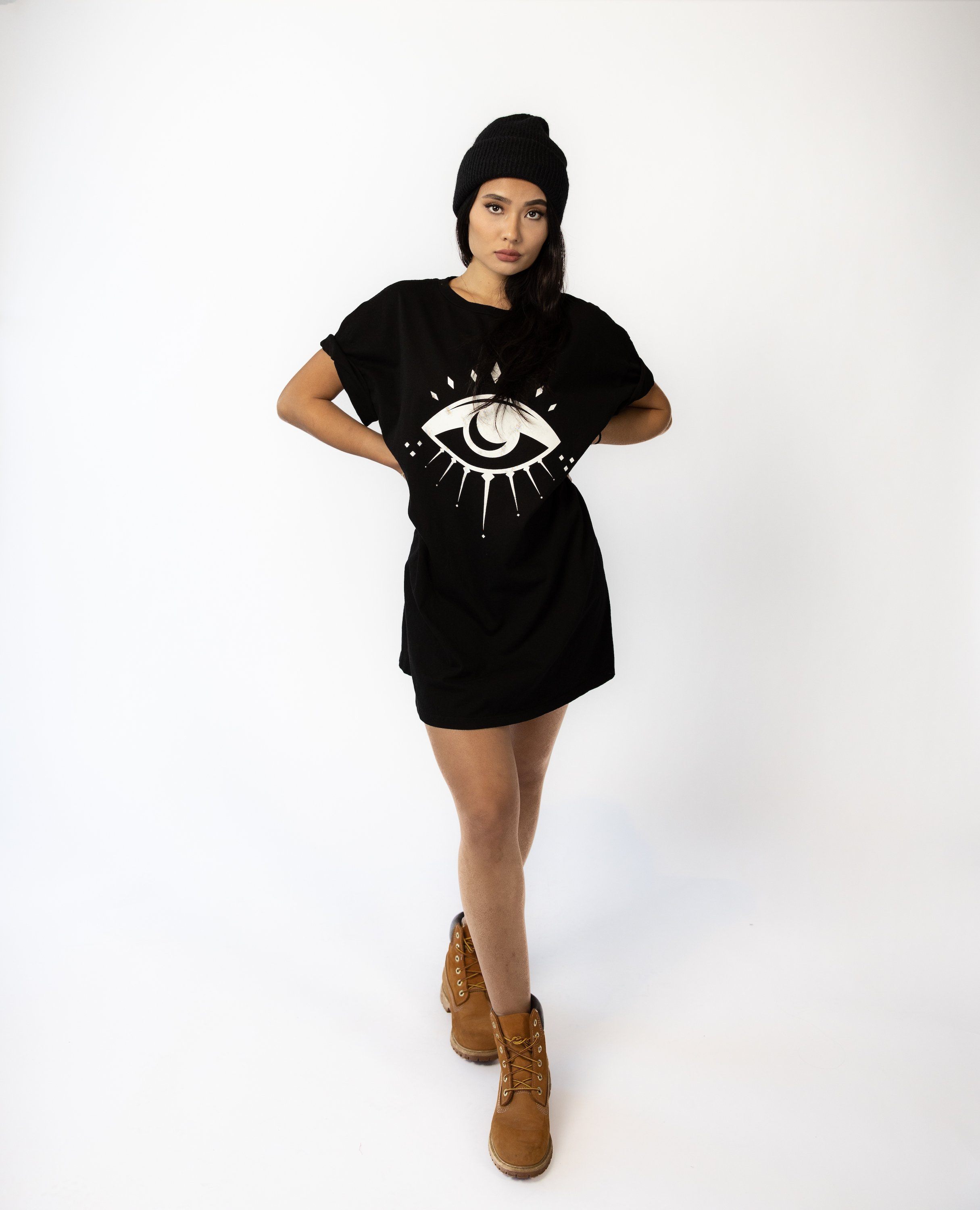 TSHIRT DRESS - ALL SEEING EYE - BLACK