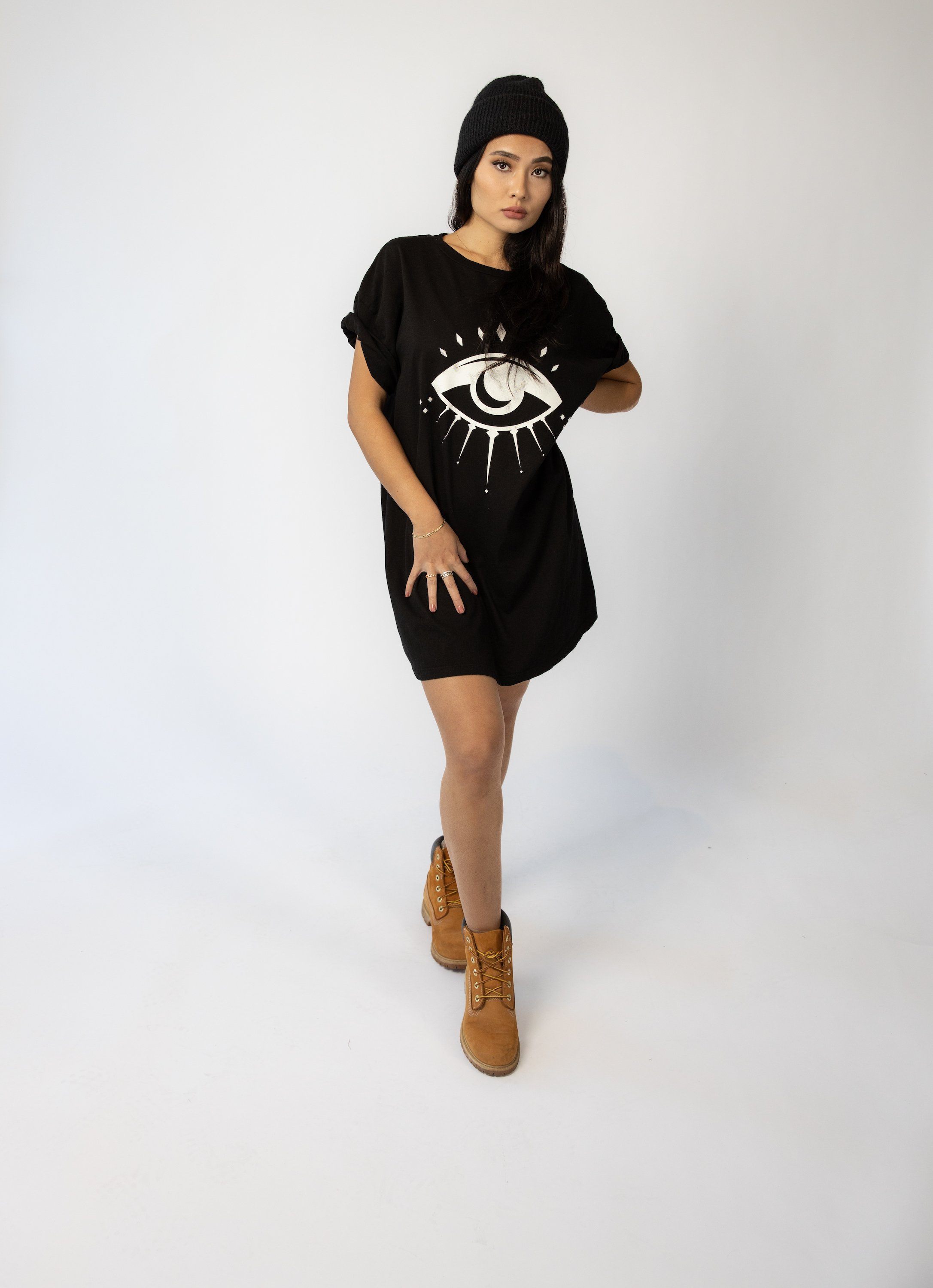 TSHIRT DRESS - ALL SEEING EYE - BLACK