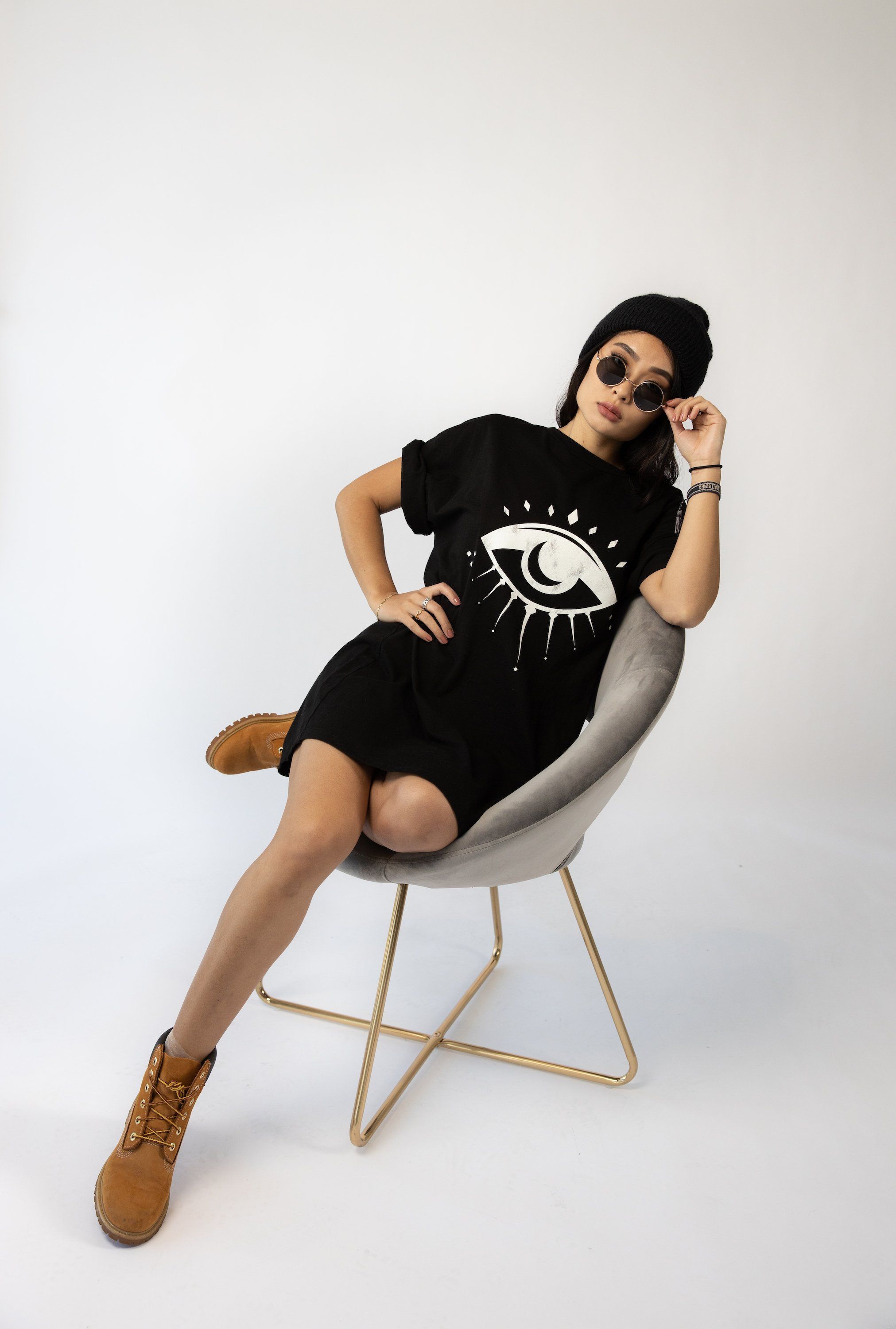 TSHIRT DRESS - ALL SEEING EYE - BLACK