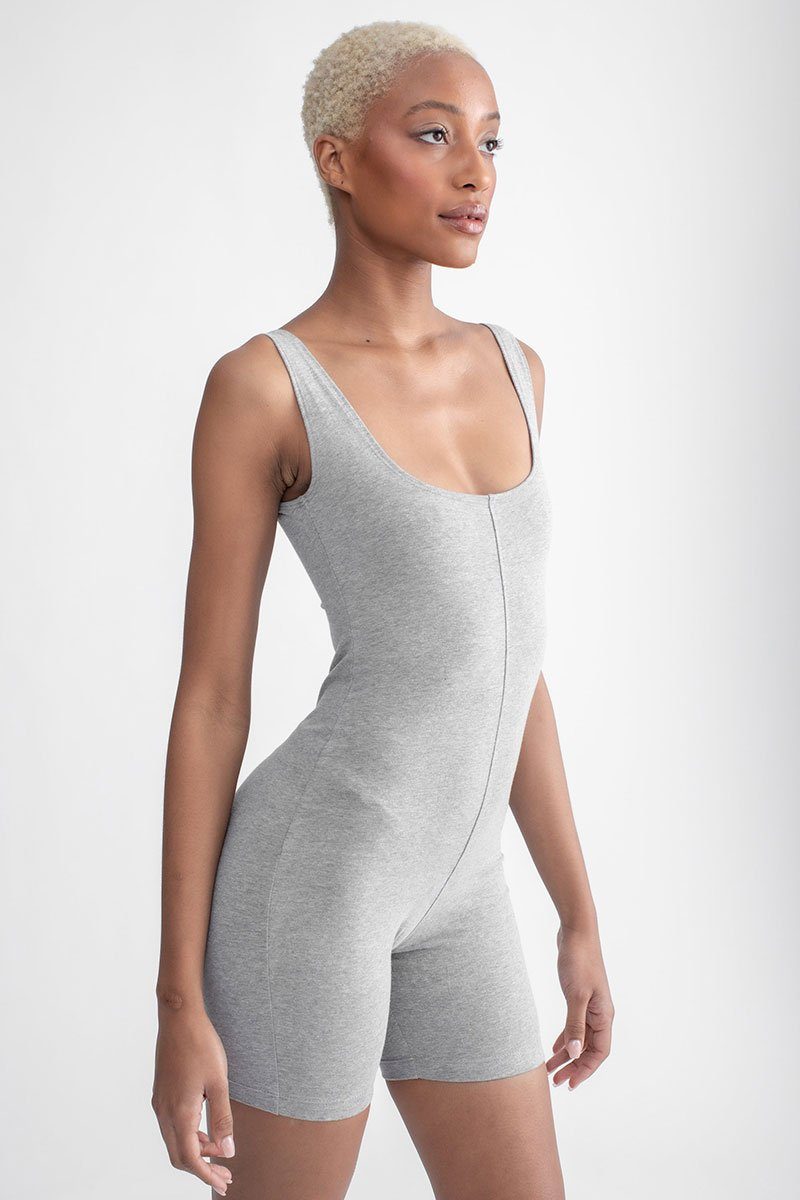 Biker Short Romper Heather Grey AMVI Collection