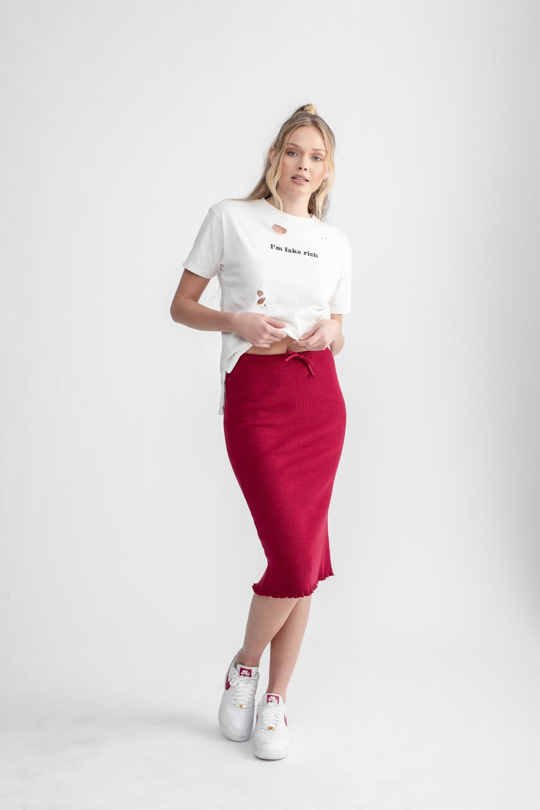Flare Midi Skirt Raspberry – AMVI Collection